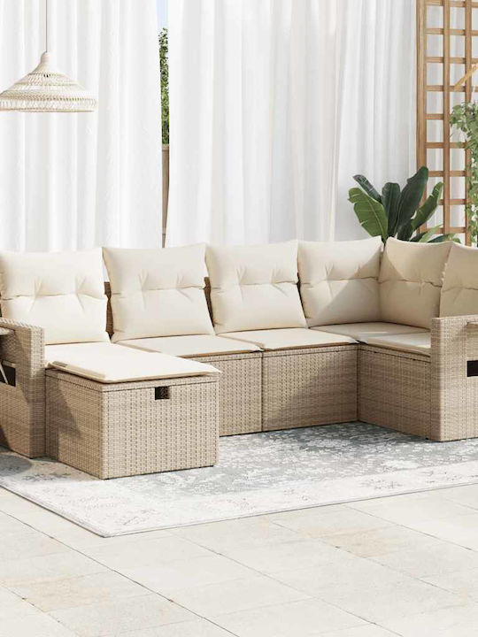 Corner Outdoor Sofa Rattan with Cushions 55x55x...