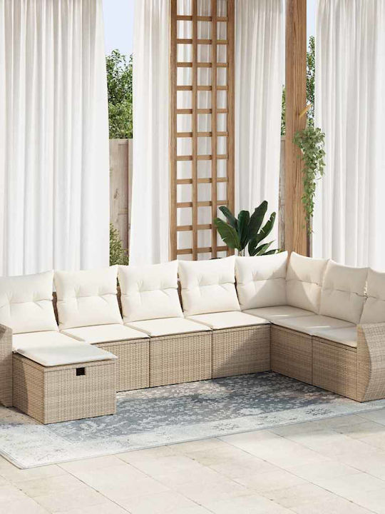 Γωνιακός Καναπές Εξωτερικού Χώρου Rattan με Μπα...