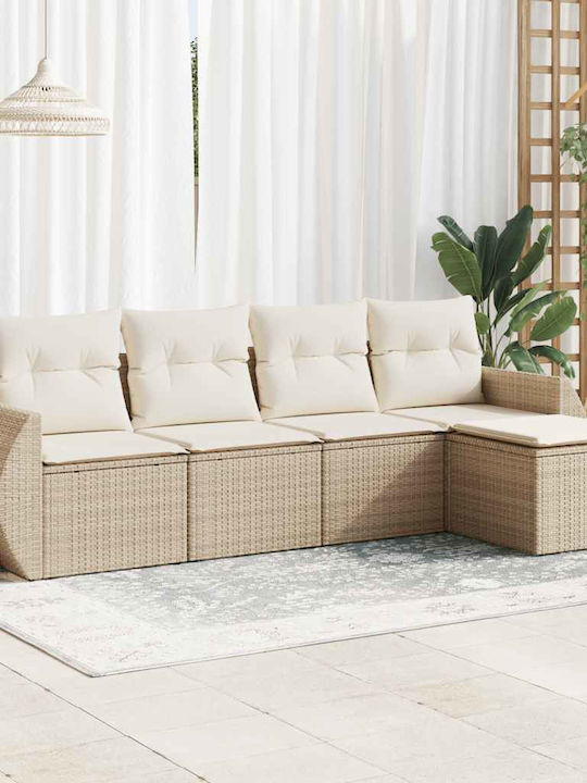 Corner Outdoor Sofa Rattan with Chest and Cushions 55x55x69cm