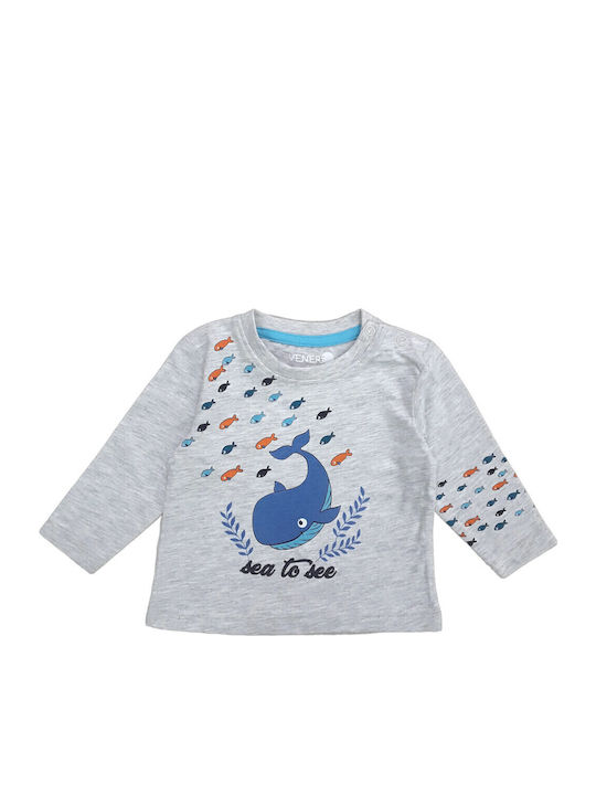 Kids' Shirt Long Sleeve Grey Blue Grey Blue Dolphin