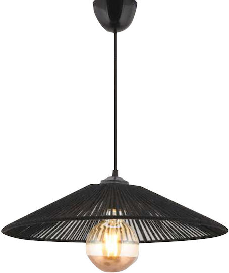 Klikareto Hängelampe Schwarz mit Seil für Fassung E27 40x40cm.