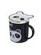 Ceramic Mug Lid Spoon Pufo Happy Panda Coffee Tea 300 Ml
