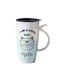 Cana Înaltă Ceramică Cu Capac Pufo Cool Cat Cafe Ceai 450 Ml