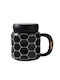 Keramische Tasse Mit Deckel Pufo Simply Smile Kaffee Tee 400 ml Schwarze
