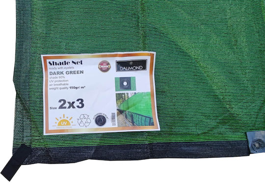 Dalimond Schattierungsnetz Grün Mit Hoop 2x3m 150gr/m²