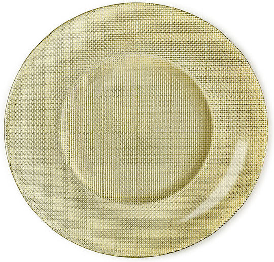 Elegant Glass Plate Pufo Luxury Desserts Appetizers 31 Cm Gold