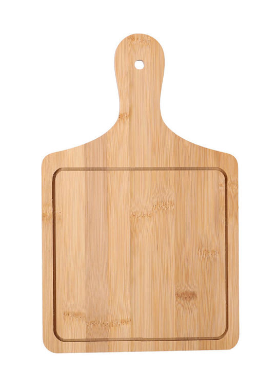 Bamboo Wood Serving Platter Handle Food Appetizers Pizza 32 X 20 Cm Brown