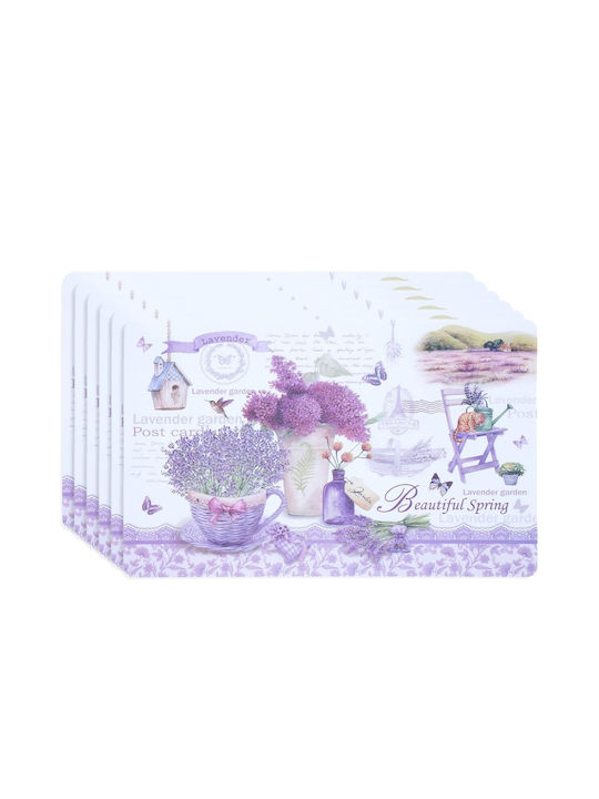 Cup Plate Support Set Serving Meals Pufo Beautiful Lavender Design 6 Stücke
