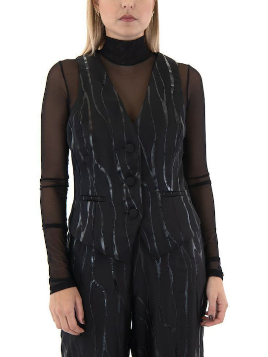 Women's Blouse Sleeveless with V Neckline Black