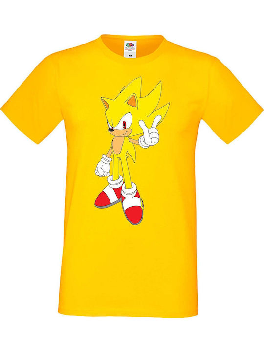 Мъжка тениска Sonic Tales Knuckles Sonic Super Sonic жълта
