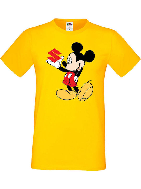 Men's T-shirt Mickey Mouse Minnie Mouse Disney Suzuki Yellow