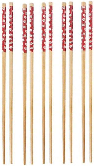 Set 5 Paar Fluffy Bambus Essstäbchen Sushi 22 Cm Braune Rote