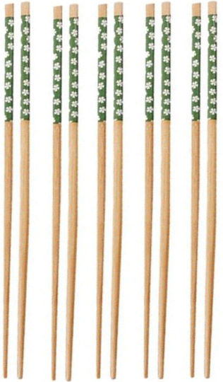 Set 5 Paare Fluffy Bambus Essstäbchen Sushi 22 Cm Braune Grüne