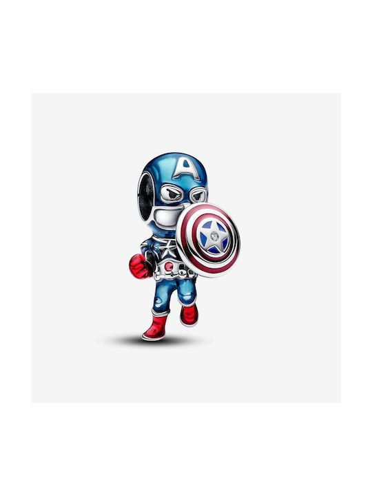 Pandora The Avengers Captain America Charm από Ασήμι Μπλε