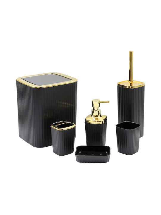Keskor Bathroom Accessory Set Plastic Black 6 P...