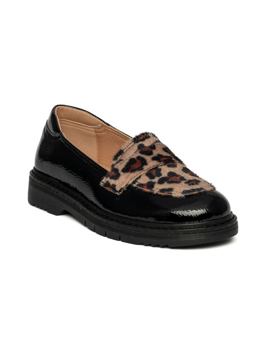 Scarpy Girls Patent Leather Slip-On Moccasins Black