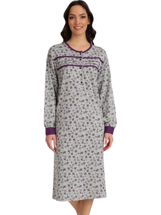 Lydia Creations Winter Damen Nachthemd Purple