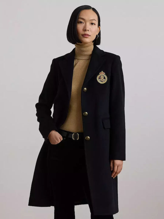 Women's Wool Coat with Buttons navy