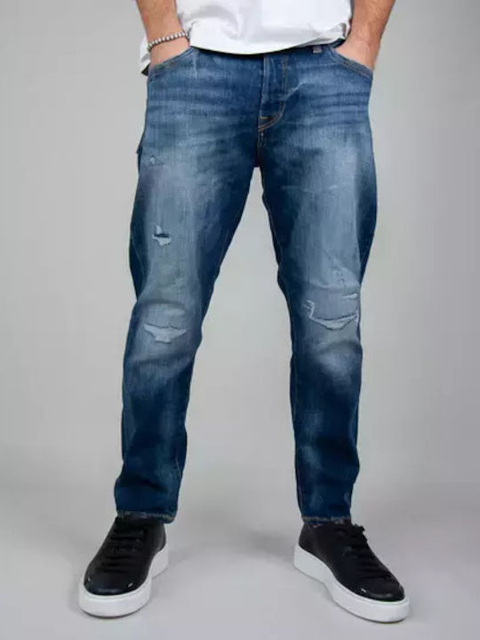 Herren Jeanshose Gekürzt Elastisch Blue Denim