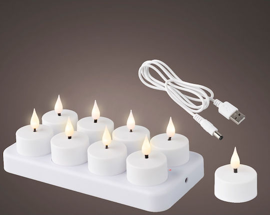 Lumineo Christmas Plastic White Battery Candle 4.58x4cm 8pcs