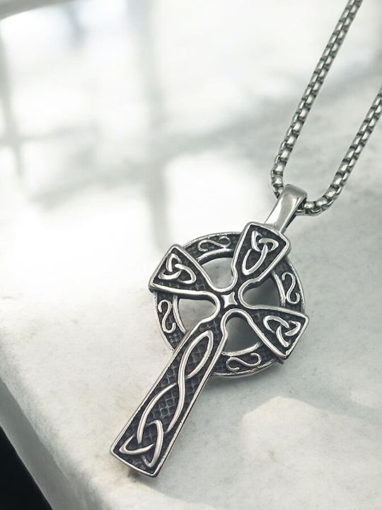 Herren Kreuz aus Stahl mit Kette