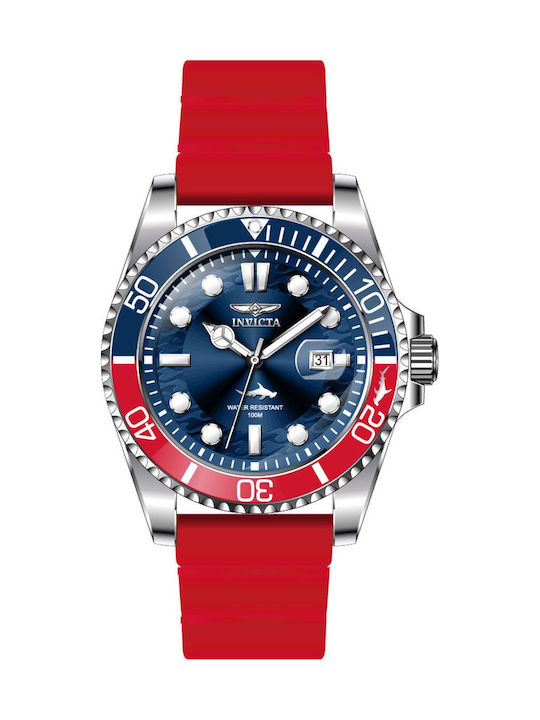 Invicta Ανδρικό Ρολόι 43mm Μπαταρίας με Κόκκινο Καουτσούκ Λουράκι