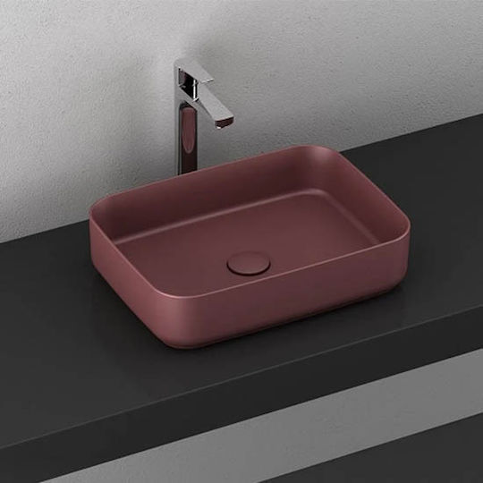 Isvea Επικαθήμενος Νιπτήρας Πορσελάνης 50x36cm Maroon Red