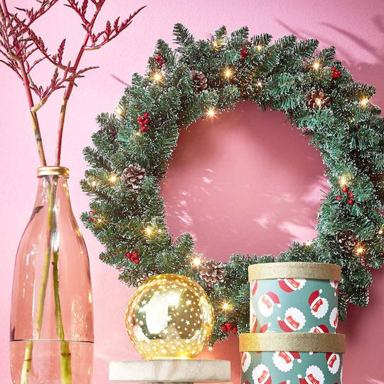 Edelman Christmas Lighted Decorative Wreath Battery Powered 45cm