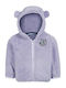 Kinderstrickjacke Fleece mit Kapuze Flieder