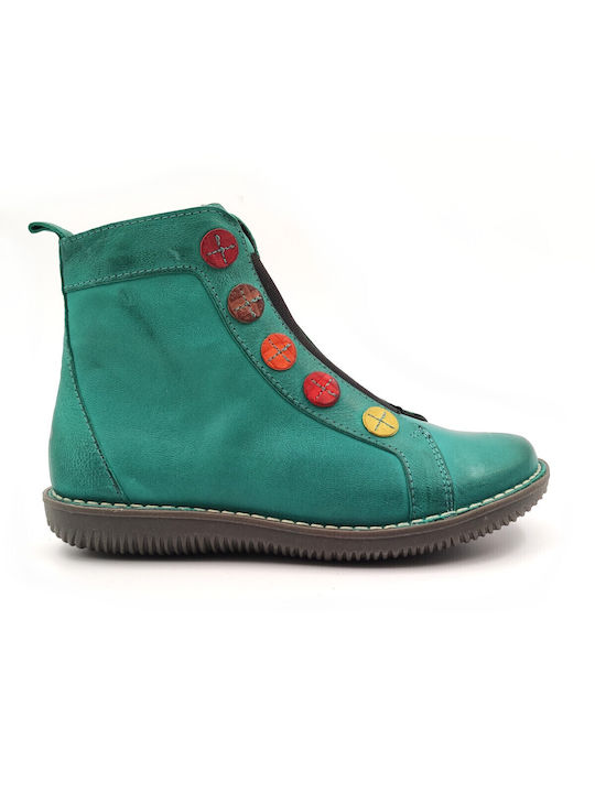 Chacal Leather Women's Ankle Boots Turquoise