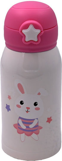 Sidirela Baby Rabbit Stainless Steel Kids Water Bottle Thermos with Straw White 460ml