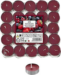 HOMie Tealights with Scent Forest Fruits in Burgundy Color (up to 4 Burning Hours ) 25pcs