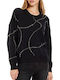 Maglia Chiusa Damen Langarm Pullover Black