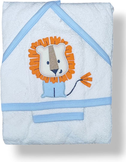 Babydom Babykapuzen-Badetuch in Creme mit Meeresblauen Details 100x100cm