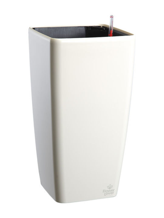Pot Hydrostab Square Tall 22 Irrigation System Drainage Water Level Indicator 22x22x41 cm Colour Crystal White