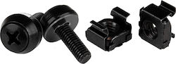 10-32 Rack-Schrauben Muttern 50er Pack Schwarz