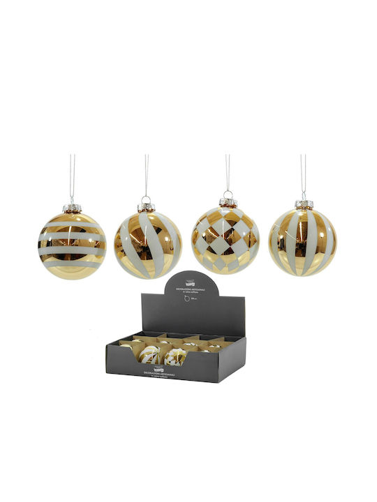 Hanging Ball Ornament Ornament Glass Gold 8cm