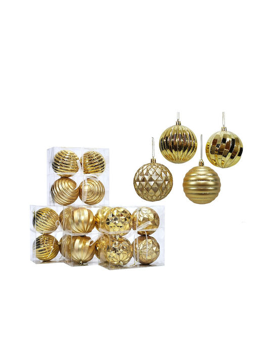 Hanging Ball Ornament Ornament Gold 10cm Set 4pcs