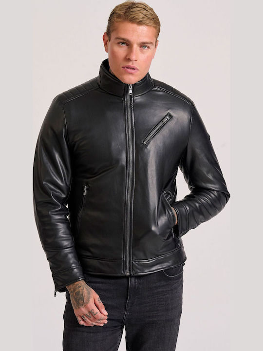 Funky Buddha Biker Μπουφάν από Δερματίνη Μαύρο