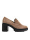 Μπεζ Loafers Τακούνι Υφασμάτινη Στάφα