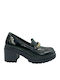 Leder Pumps mit mittelhohem Absatz Schwarz