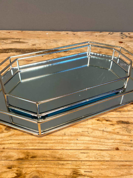 Polygon Decorative Trays Set Silver Mirror