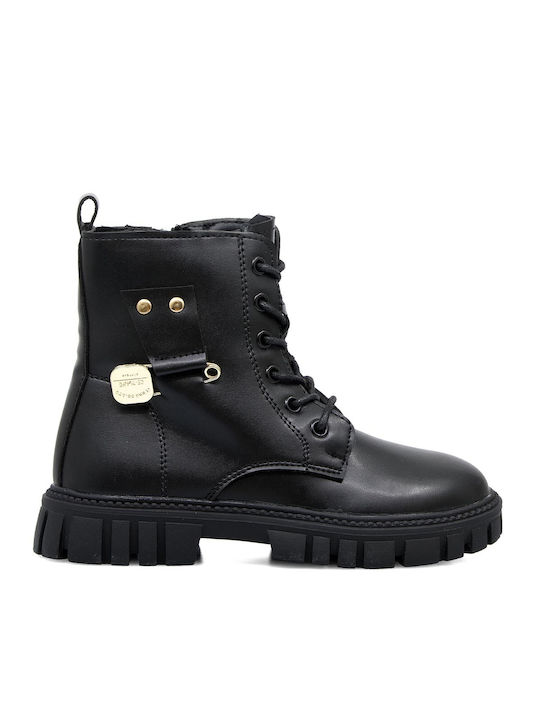 Oscal Kids PU Leather Military Boots Black