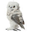Decorative Hanging Owl Fur Looking Left White Grey 9x7x13cm