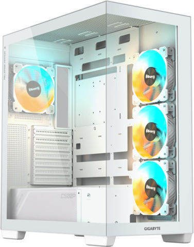 Gigabyte C500 Panoramic Gaming Midi Tower Computer Case with Side Window and RGB Lighting Ice