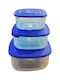 Happy House Microwave Plastic Lunch Box Blue 3pcs