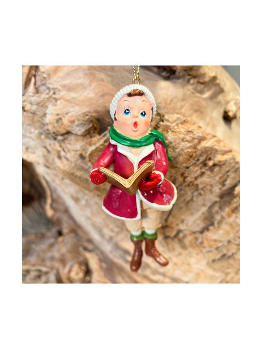 Hanging Figure Ornament Ceramic Red 4x11cm