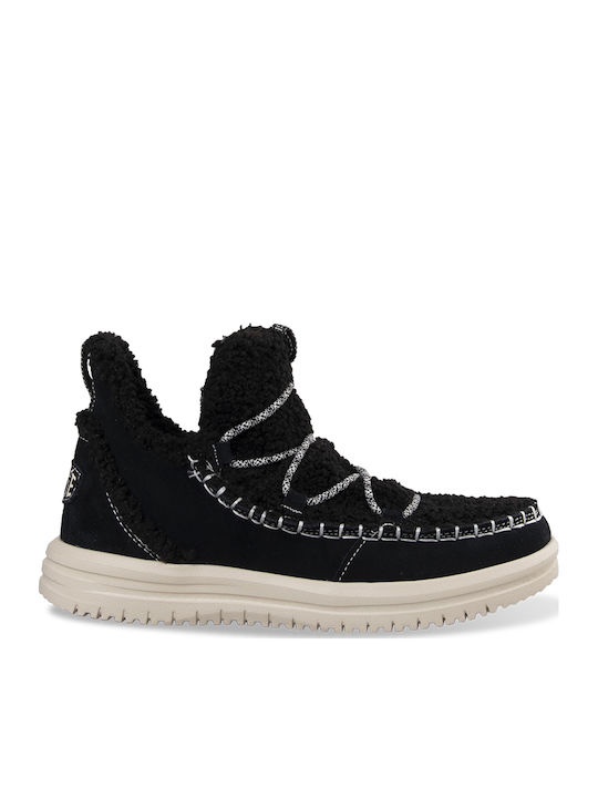 Wildleder Stiefeletten Damen Schwarz