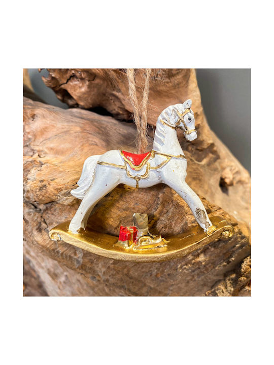 Hanging Ornament Ηorse Ceramic White 7x8cm