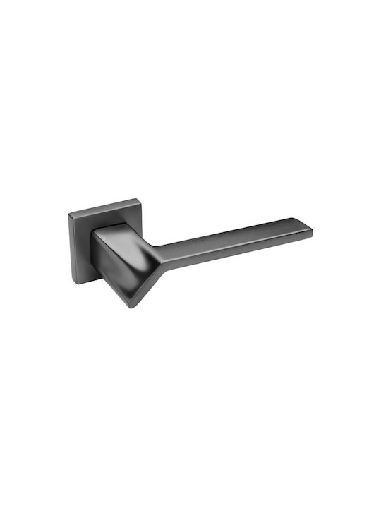 Roline K805 Door Handle Rosette Pair Zamak Satin Grey 51x139mm